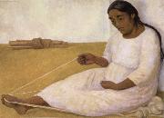 Diego Rivera indian spinning oil painting on canvas